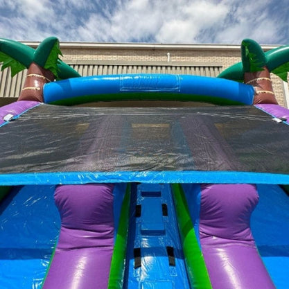 13 FT Dual Lane Purple Palm Tree Water Slide Dura-Lite material close-up