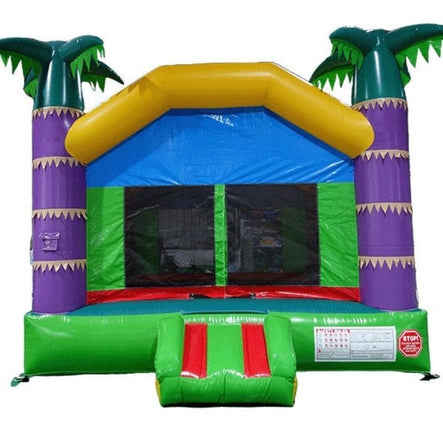 Palm Tree Bouncy Castle in green and purple tropical design