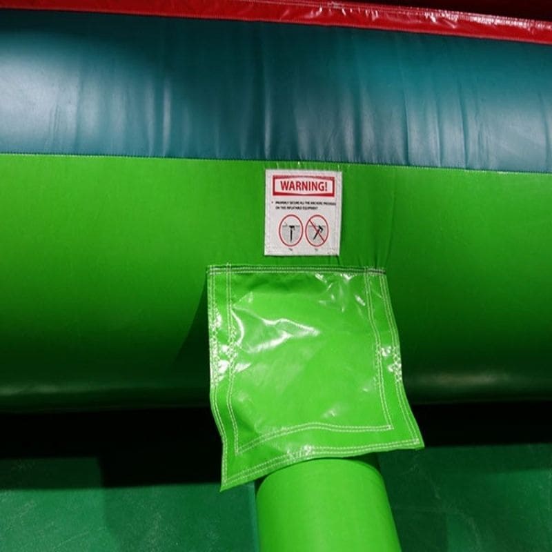 Warning Sign and Blower Port View on Eagle Bounce Palm Tree Bounce House
