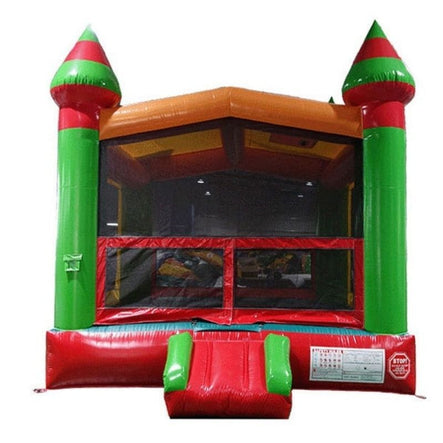 Fiesta Bouncy Castle Front View with colorful party theme