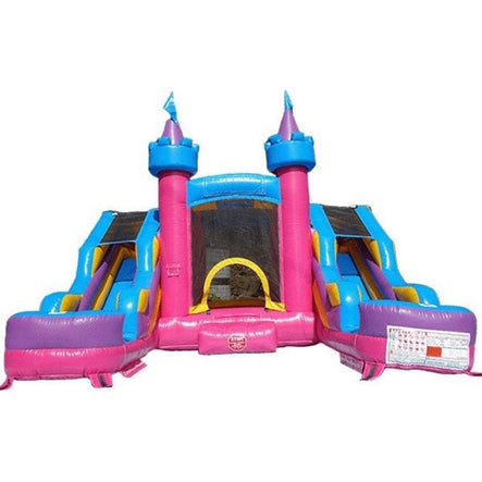 17 FT Princess Castle Combo Bounce House dual lane front view