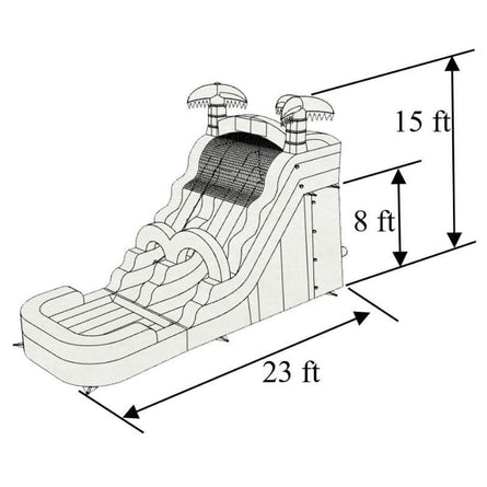 15 FT Purple Palm Tree Slide Wet and Dry – dimensions chart