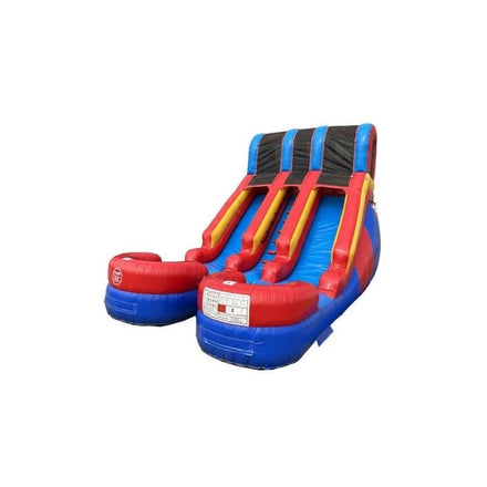 15 FT Red and Blue Dual Lane Water Slide Wet and Dry Front Left View