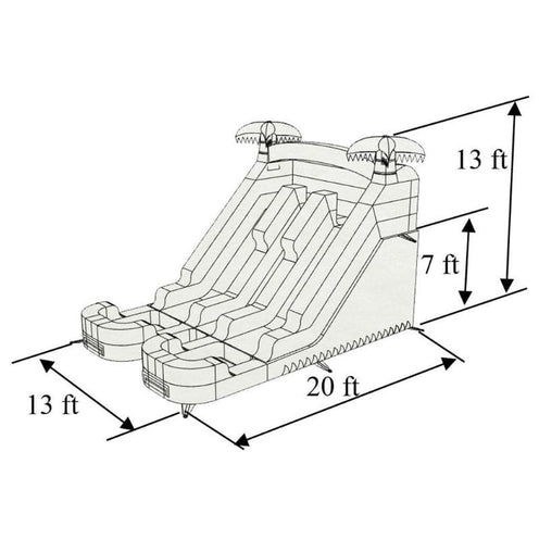 15 FT Dual Lane Red and Blue Water Slide Wet and Dry Commercial Dimensions