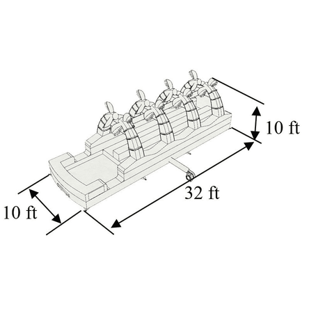 32 FT dual lane palm tree slip and slide dimensions diagram
