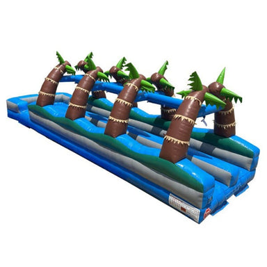 Front Right View of Eagle Bounce 32 FT Dual Lane Palm Tree Slip and Slide