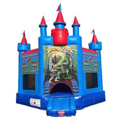 12 FT Brave Knight Blue Castle Bounce House in medieval theme