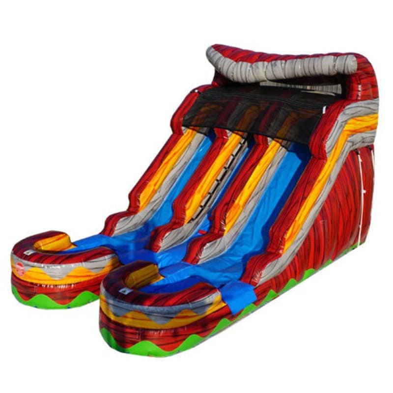 Moonwalk USA 15'H Dual Lane Fire Slide Wet n Dry in Red and Yellow Front Left