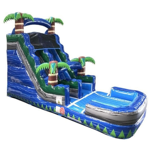 18 FT Blue Wet and Dry Inflatable Slide Rear Right View