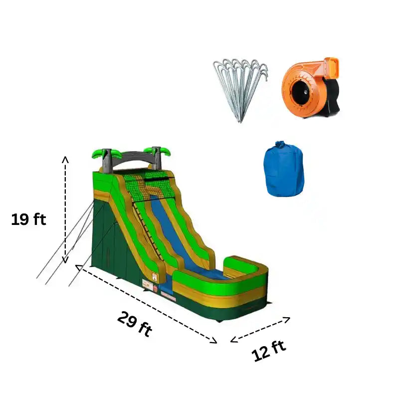 Dimensions and Accessories of Eagle Bounce Wet Dry Water Slide for Sale