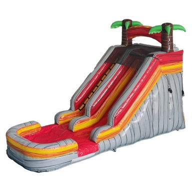Front Left View Red 15 FT Tropical Palm Tree Inflatable Water Slide