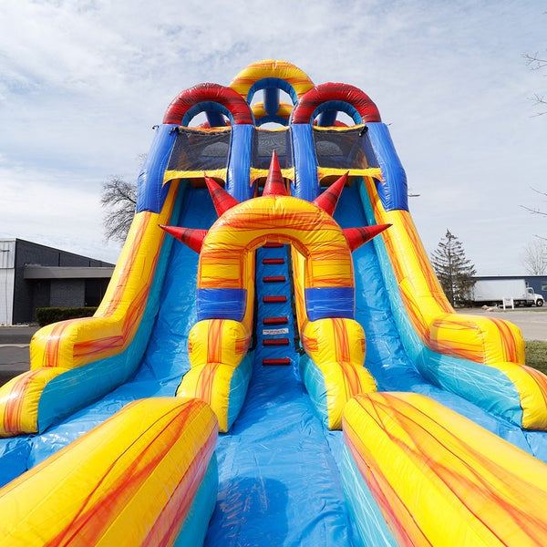 Moonwalk USA 20ft Dual Lane Sunrise Inflatable Water Slide Wet/Dry Front Arch View