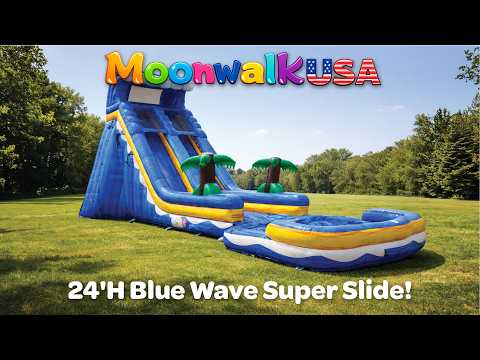 Moonwalk USA 24ft Blue Wave Super Inflatable Water Slide Wet/Dry Video