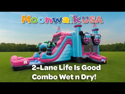 Moonwalk USA 2-Lane Life Is Good Combo Bounce House Wet/Dry Video