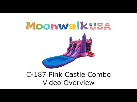 Moonwalk USA 2-Lane Pink Castle Combo Bounce House Video