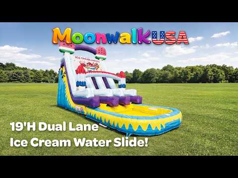 Moonwalk USA 19ft Dual Lane Ice Cream Water Slide with Removable Pool Video